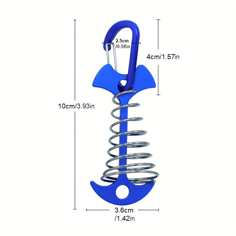 Aluminium Deck Anchor Pegs Carabiners Fishbone Stakes & Cord Adjusters