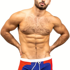 Men's Swim Boxers Contrast Swimsuit Shorts Pants Drawstring Underwear Beach
