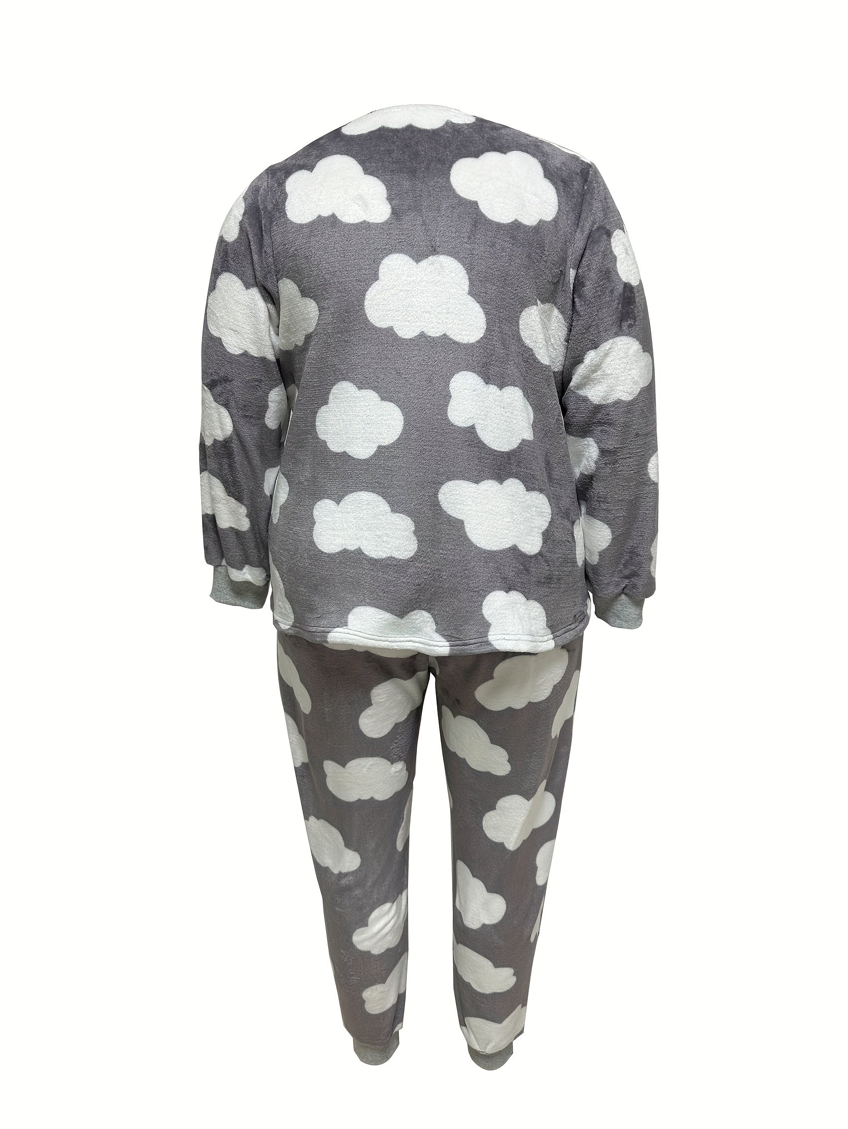 Cloud Pattern Flannel Top & Pants Pajamas Set