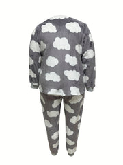 Cloud Pattern Flannel Top & Pants Pajamas Set