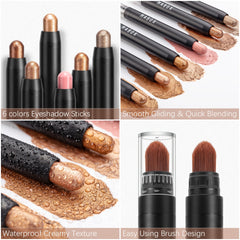 Metallic Eyeshadow Stick Set with Smudge Proof Sponge