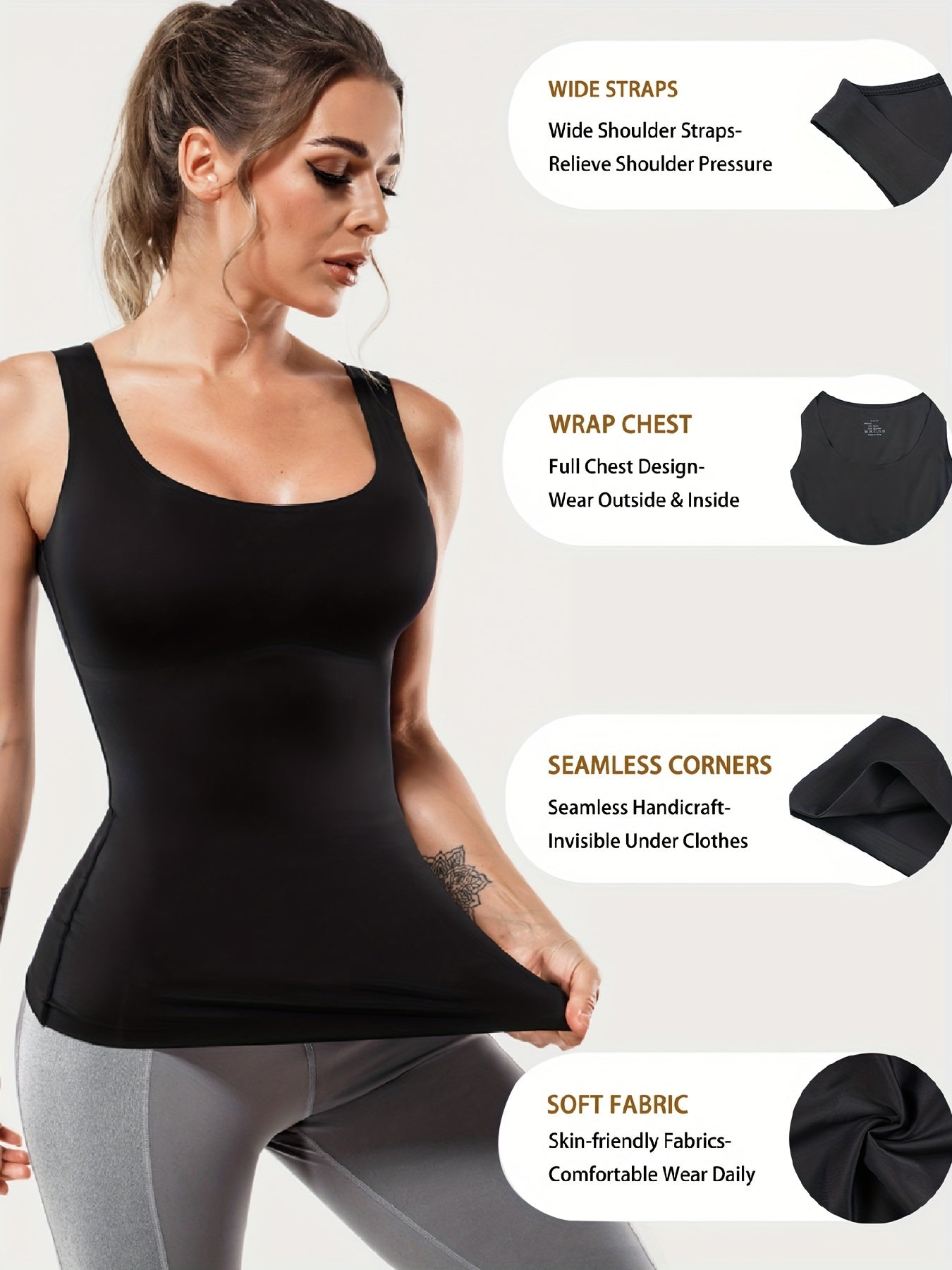 SCARBORO Seamless Shaping Vest Tummy Control Compression Shaper
