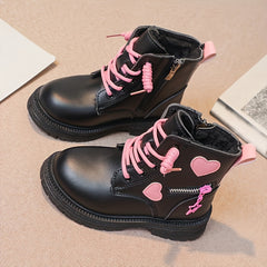 Girls' Plus Fleece Boots Non Slip Zipper Comfortable for Indoor/Outdoor
