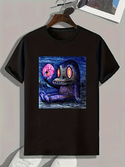 Cartoon Painting Print Men's Graphic T-shirt for Summer