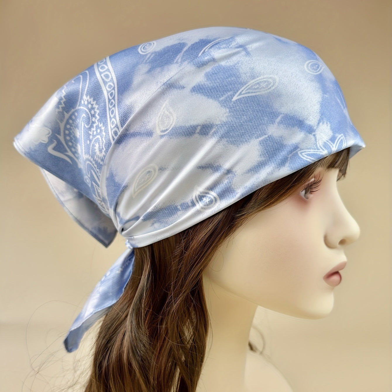 Tie Dye Paisley Silk Square Scarf for Women