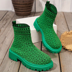 Women's Print Medium Tube Boots Comfortable Non slip Outdoor Boots