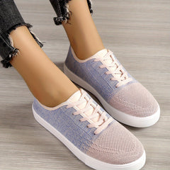 Women's Mesh Panel Slip On Sneakers Low Top Flat Shoes