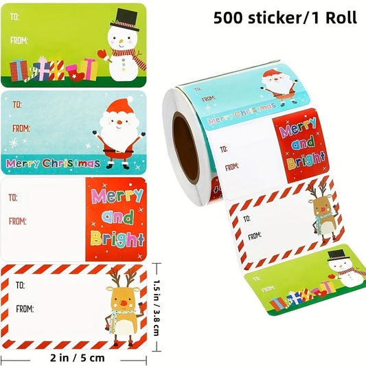 500pcs Christmas Tags Santa Claus Self Adhesive Holiday Gift Decor