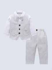 Boys Gentleman Suit Formal Shirt Vest Pants Set