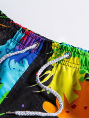 Colorful Paint Splash Print Shorts Casual Summer Pool Beach Shorts