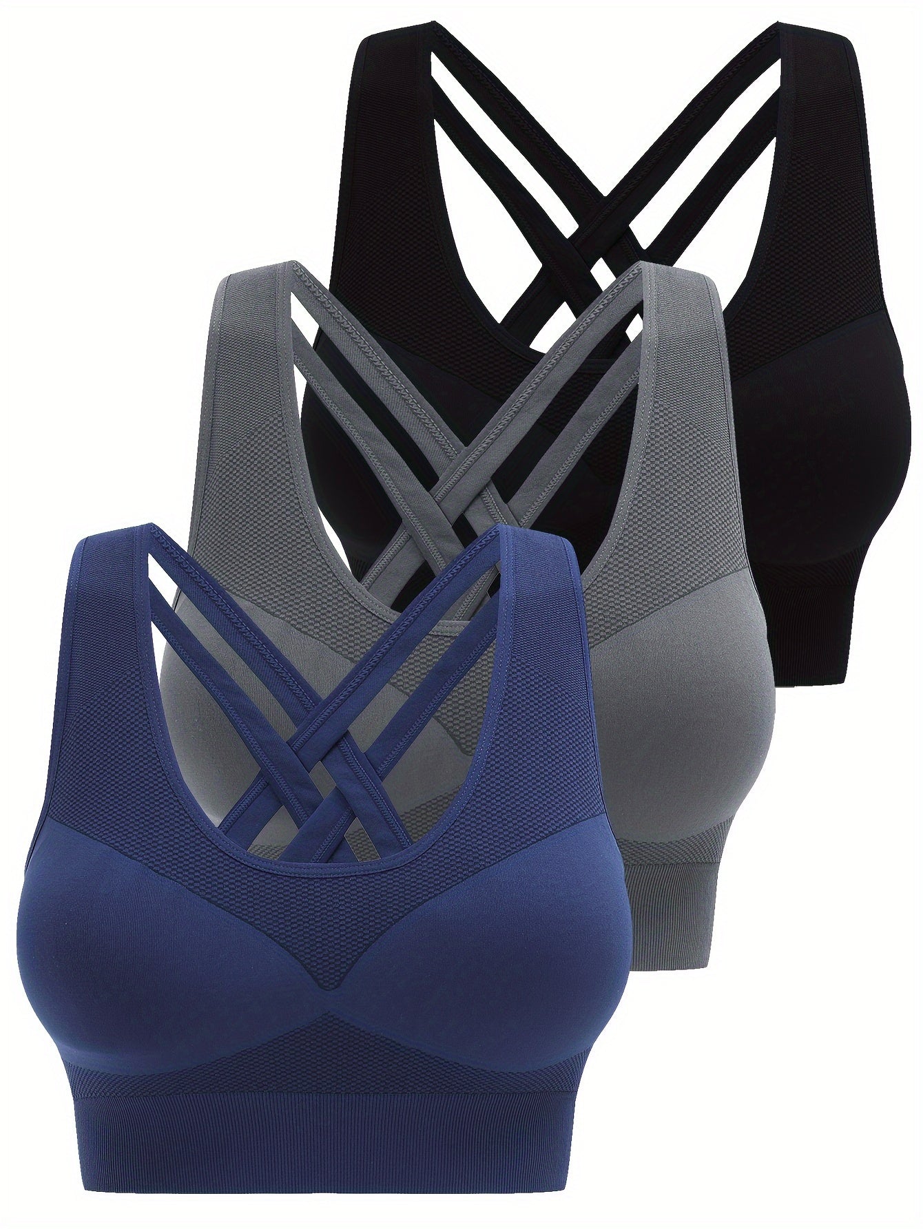 3 Pack Plus Size Seamless Sports Bra Criss Cross Set