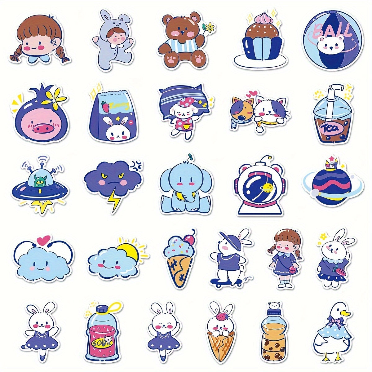 52pcs Cartoon Graffiti Stickers DIY Decoration Waterproof Stickers
