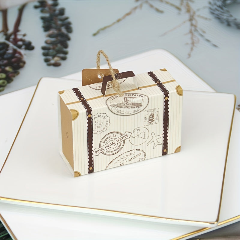 10pcs Creative Mini Luggage Gift Paper Box Jewelry Packaging Box