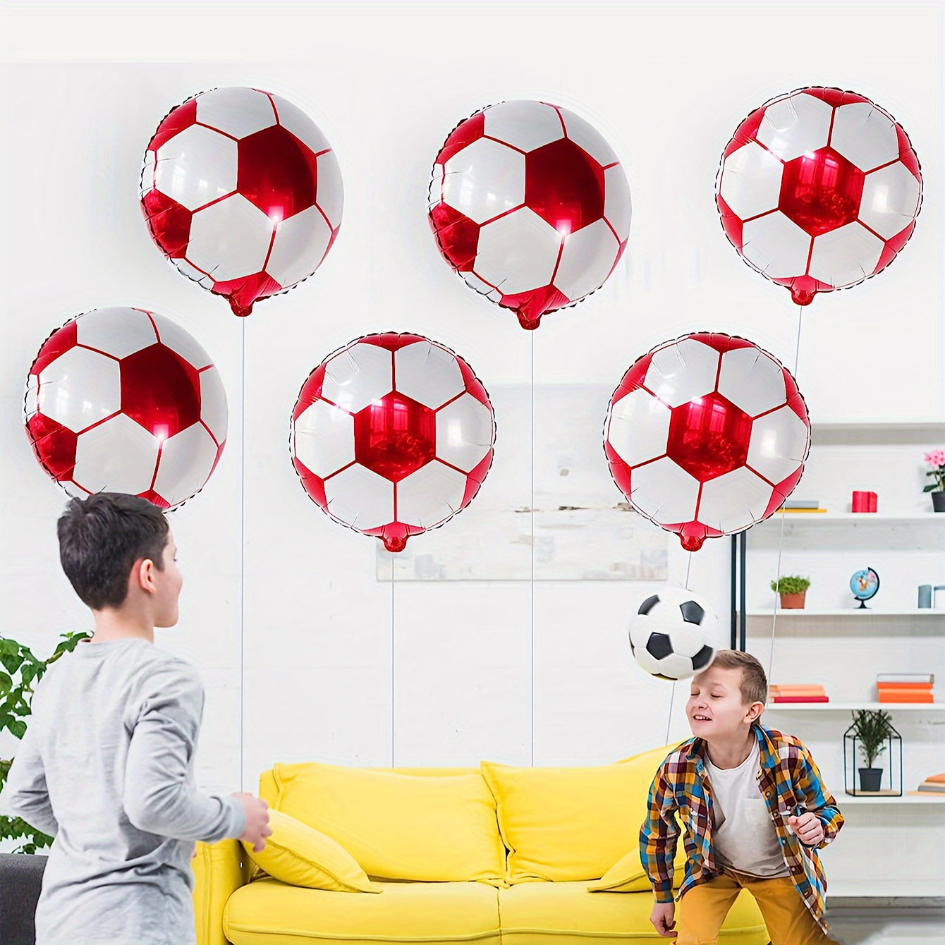 6pcs Football Theme Foil Balloons Birthday Party Sports Games Supplies