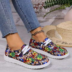 Women's Outdoor Flat Skateboard Shoes with Small Figure Pattern