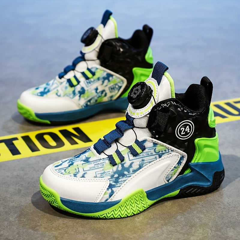 Boys' High Top BB Shoes Rotating Buckle Non Slip