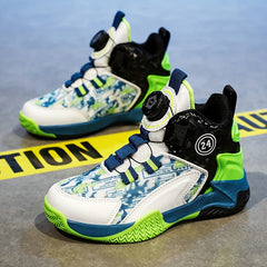 Boys' High Top BB Shoes Rotating Buckle Non Slip