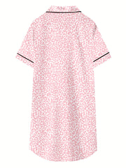 Girls Nightshirt Dress Button Down Nightgown Short Sleeve Sleepwear PJ