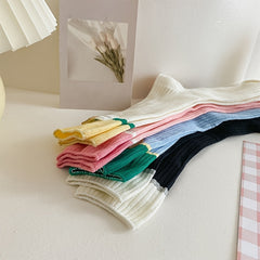 4 Pairs Heart Pattern Socks Colorblock Crew Women's Stockings