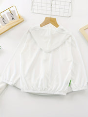 Girls Sunscreen Rash Guard Hoodie With Assorted Colors Ice Silk Outfit