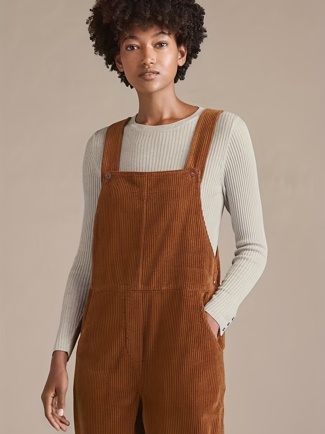 Casual Corduroy Overall Jumpsuit for Women