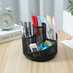 Rotating Pen Holder Mesh Makeup Brush Storage Office Desktop Stationery