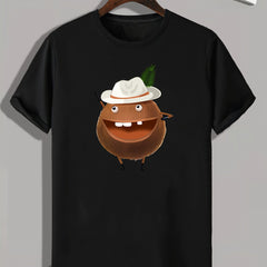 Coconut Print Men's Graphic T-shirt for Summer