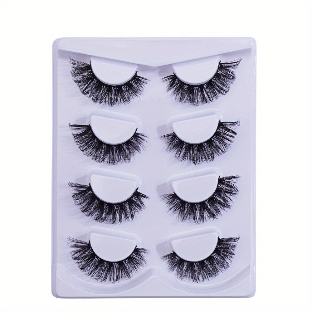 4 Pairs Natural Look Fluffy Thick Dramatic Lashes Mixed Style Eyelashes