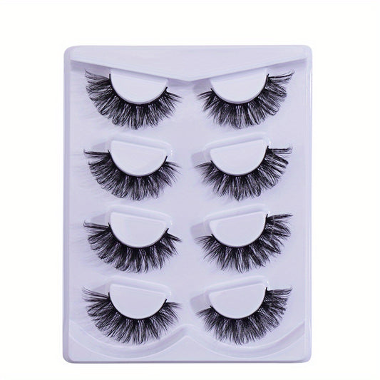 4 Pairs Natural Look Fluffy Thick Dramatic Lashes Mixed Style Eyelashes