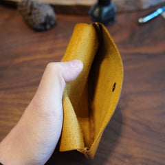 Earth Motif Leather Clutch Bag Large Capacity Vintage Bronze Buckle Closure