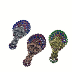 Vintage Mirror Comb Set Peacock Embossed Vanity Makeup Mirror