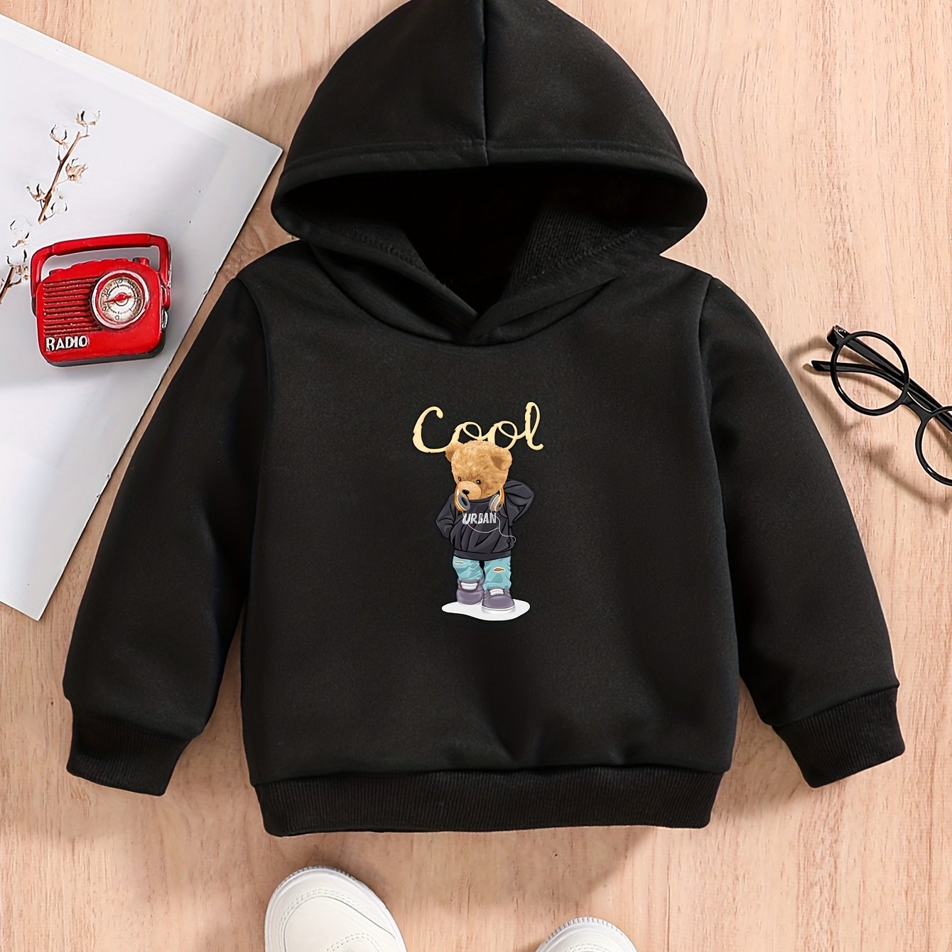Baby Boys Bear Graphic Hoodie Spring Autumn Pullover
