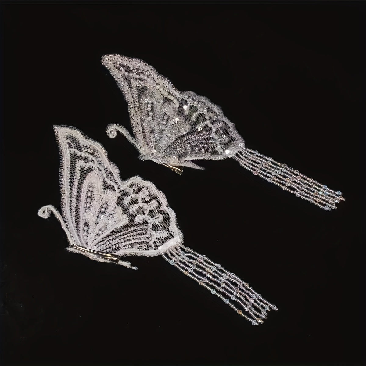 Lace Butterfly Head Piece Faux Pearl Wedding Hair Accessory