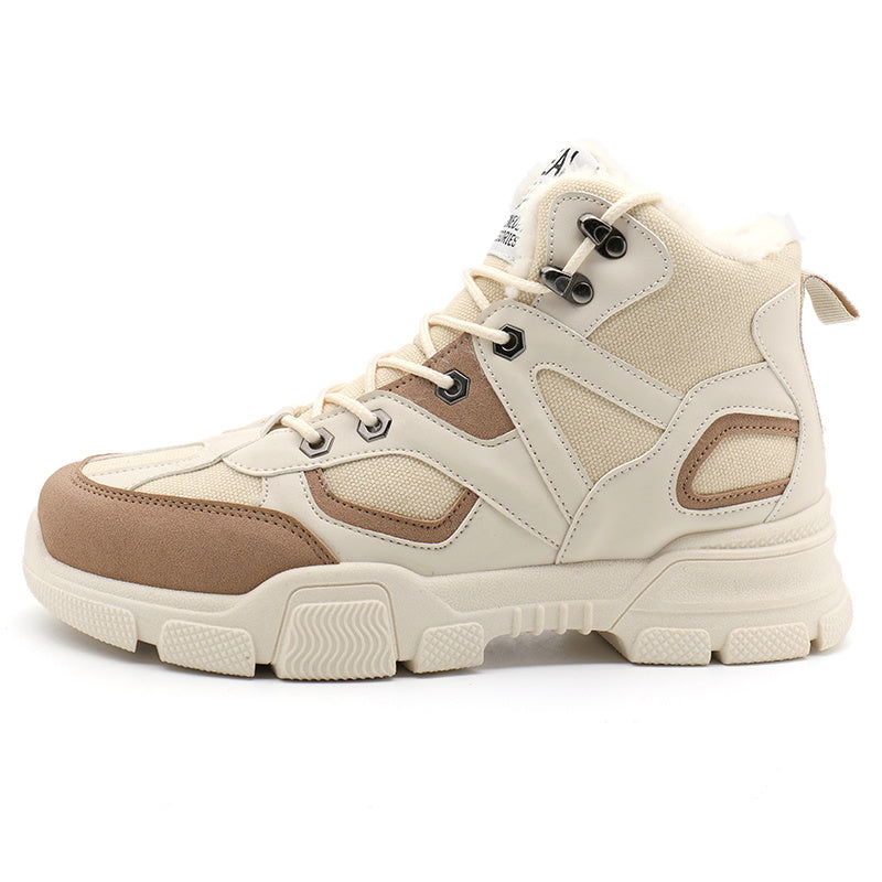 Men's Warm Fleece Lace-up Soft Sole Sneakers