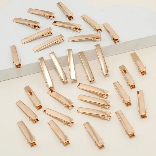 30pcs Golden Single Prong Hair Clips for DIY Craft Accessory
