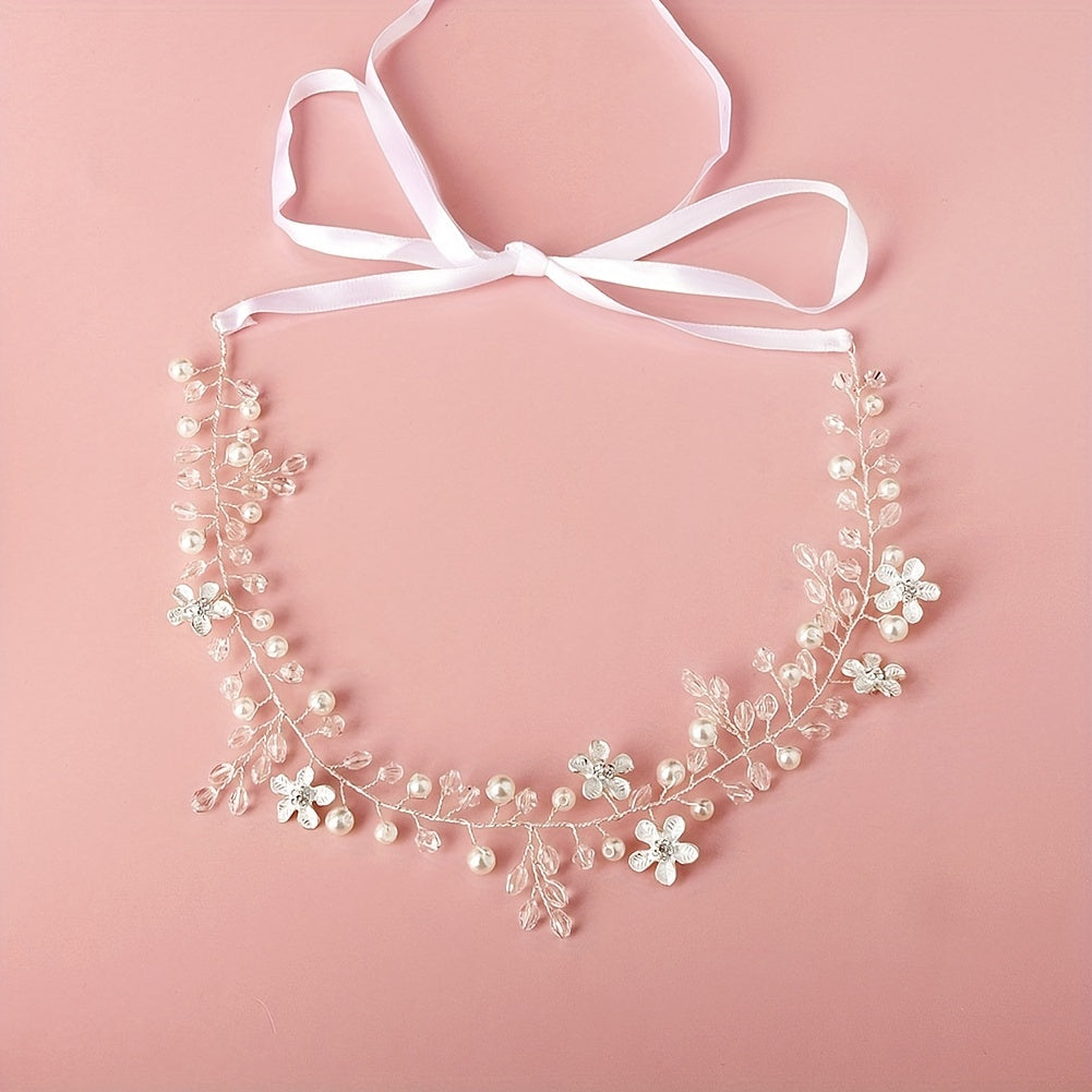 Flower Charm Hairband Rhinestone & Crystal Headband Bridal Wedding Accessory
