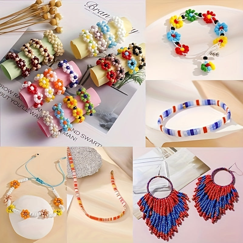 3500pcs 24 Colors 4mm Glass Rice Beads Set Seed Bead DIY Jewelry Making