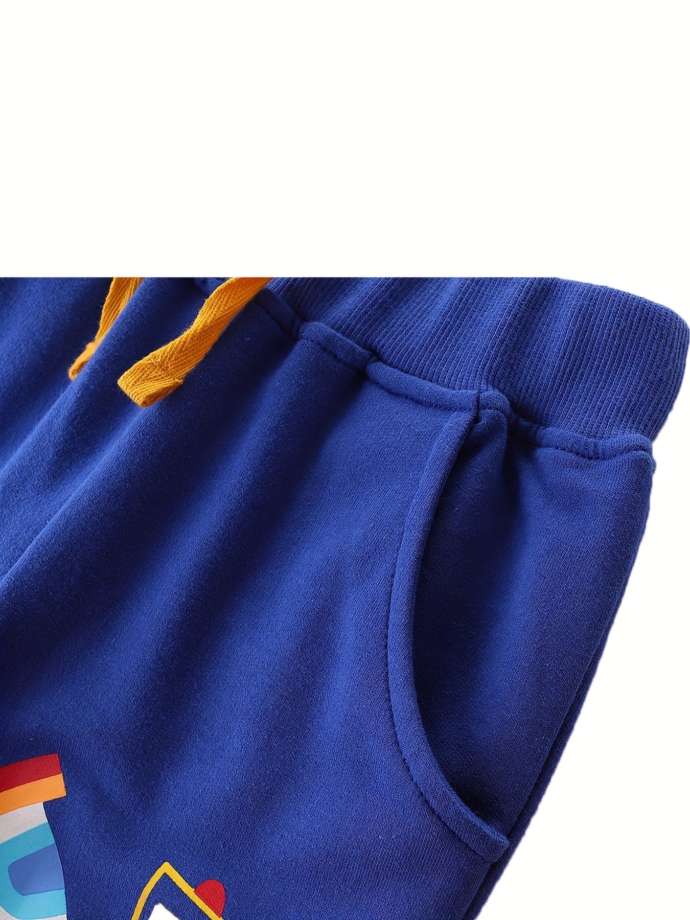 Boys Cartoon Car & Rainbow Stripe Print Sweatpants
