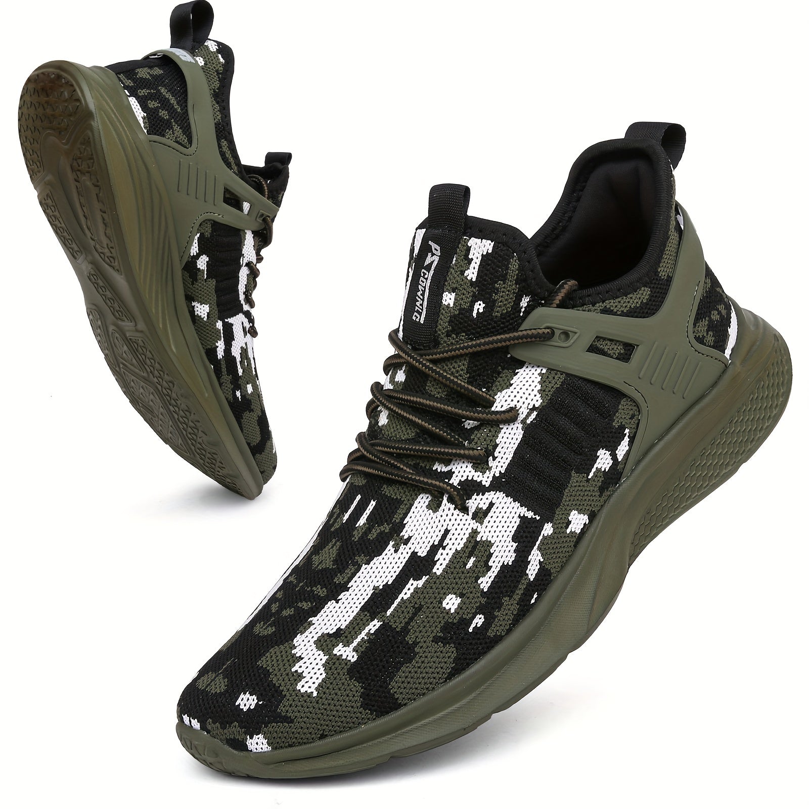 Men's Camo Knit Trail Running Shoes Soft Sole Sneakers