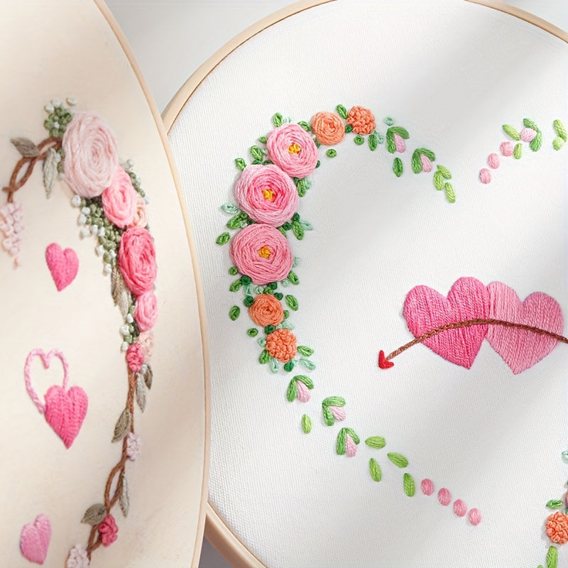 4pcs Embroidery Kit Love Pattern Set with Hoop 20.07cm