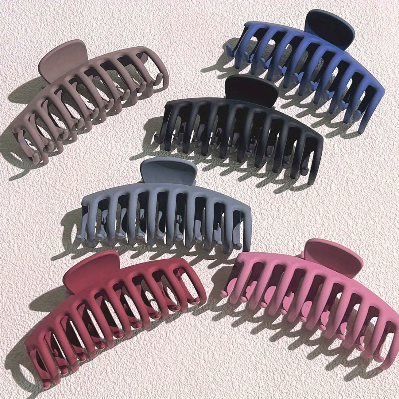 6pcs Large Frosted Hair Claw Non-slip Hair Accessories