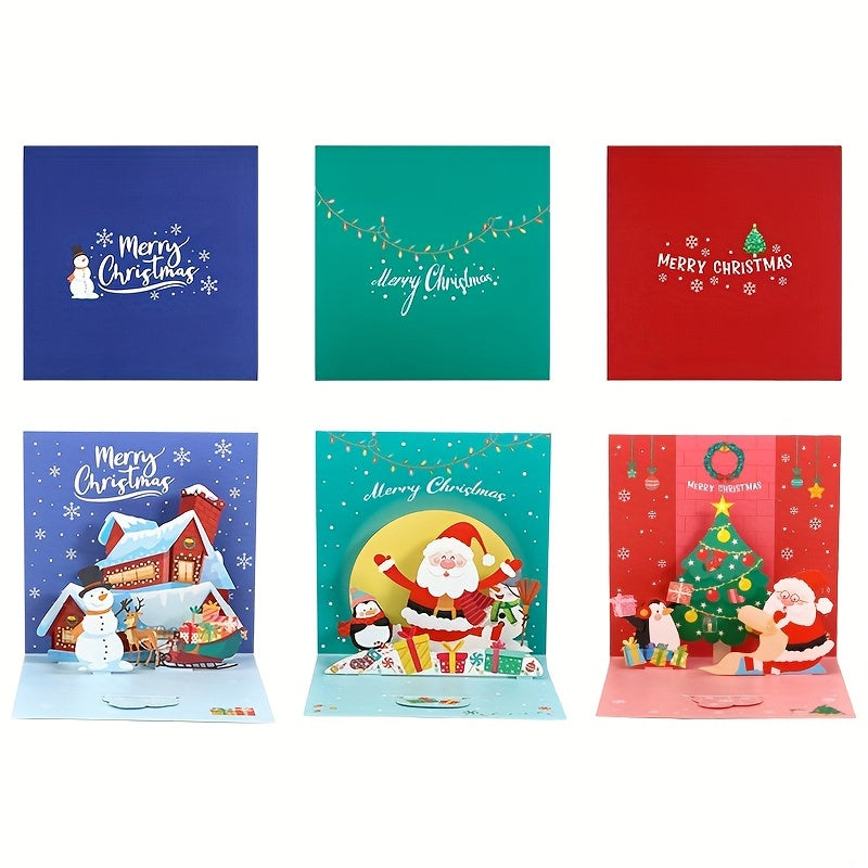 3D Christmas Greeting Card Handcraft Flip Gift Blessing Message Small Card