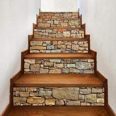 6pcs Brick Stairs Stickers 3D Stone Art Decorative Decals