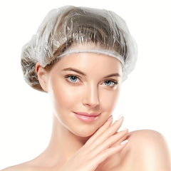 100pcs Disposable Shower Caps Waterproof Plastic Bath Caps for Women