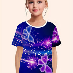 Dreamy Butterfly Graphic Short Sleeve T shirt Girls boys Breathable Pullover Top