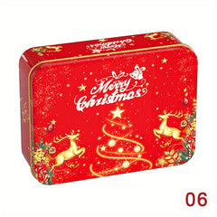 Christmas Square Metal Tinning Can Set Candy Box Gift Storage Box Biscuit Can