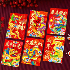 6pcs Chinese New Year Red Packets for Year Of The Dragon Celebrations