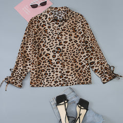 Leopard Print Long Sleeve Shirt Plus Size