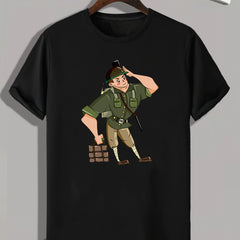 Soldier Print Men's Graphic T-shirt for Summer