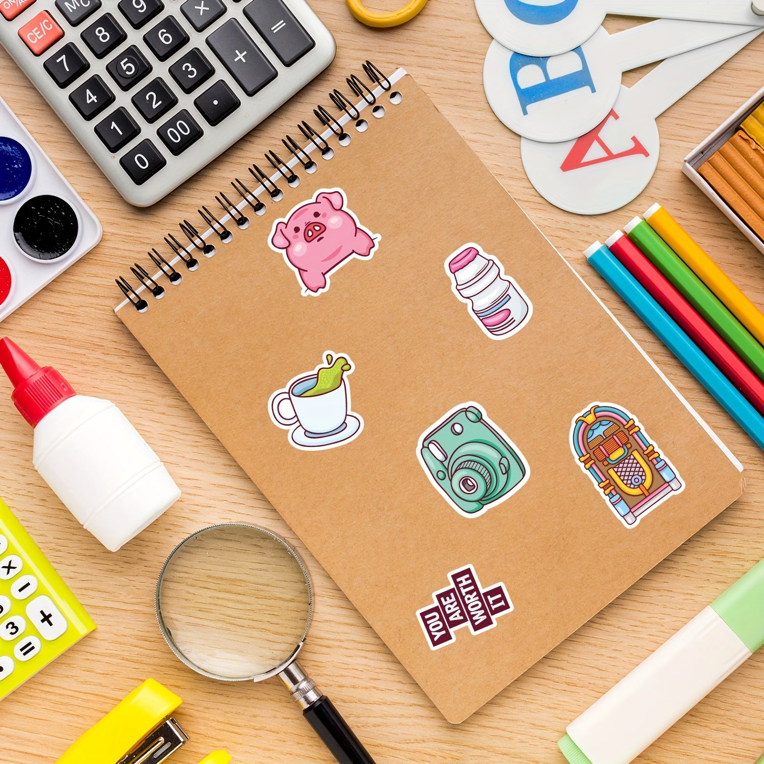 50pcs Water Bottle Stickers Vinyl Waterproof Laptop Skateboard Computer Stickers